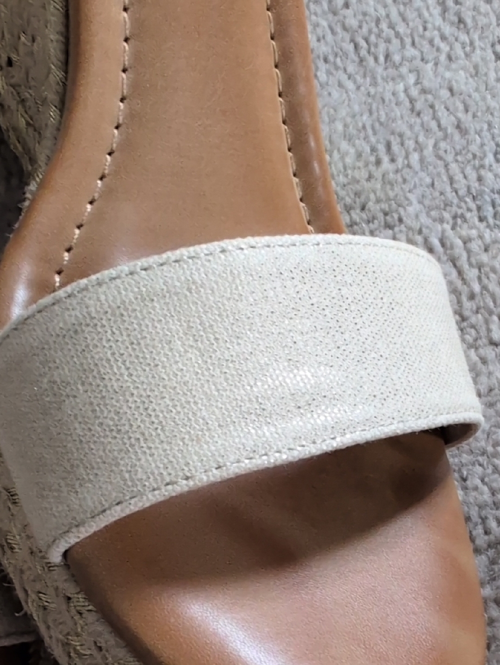 Women's Espadrille Gold Woven Wedge Sandals - Picture 3 of 10